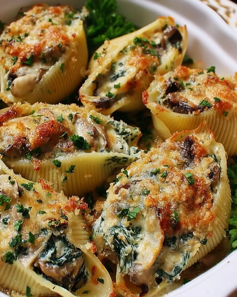 Easter Artichoke, Spinach, and Wild Mushroom Stuffed Shells