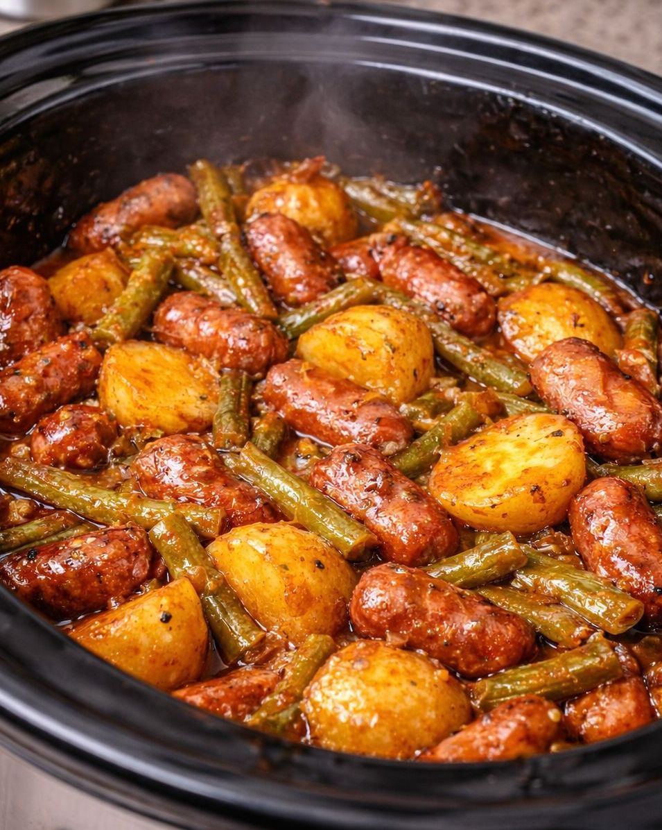 Crockpot Smokies with Beans and Potatoes