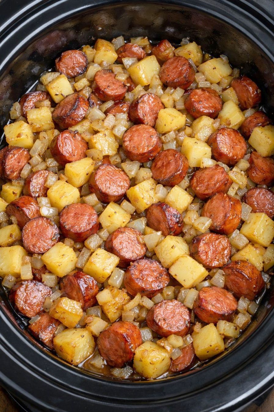 Easy Slow Cooker Hot Dog Hash Recipe