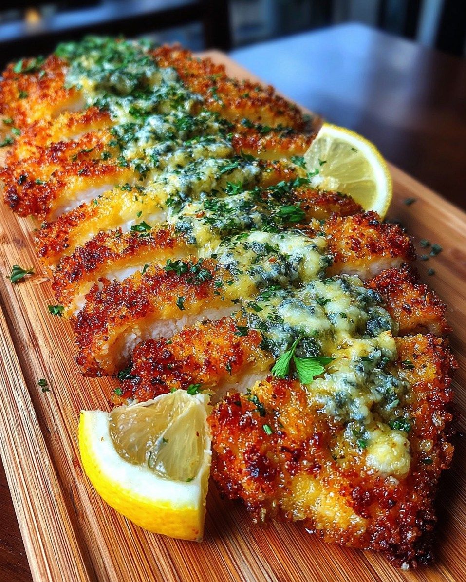 Crispy Baked Hot Honey Lemon Feta Chicken Cutlets