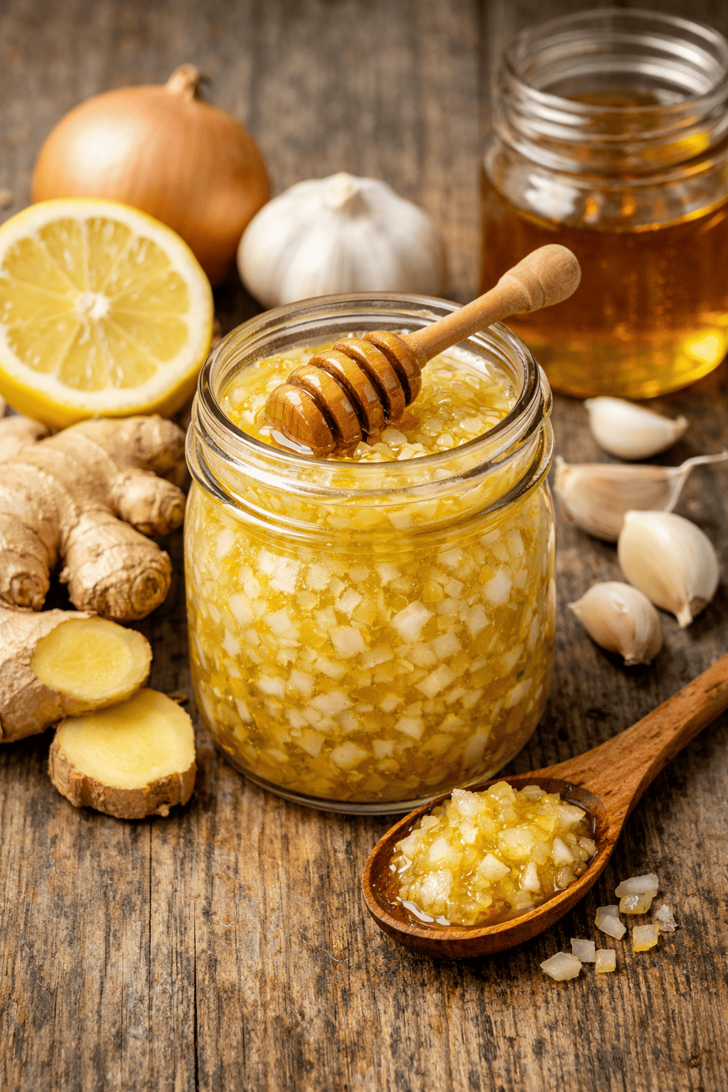 Ginger Onion Garlic Lemon Honey Syrup