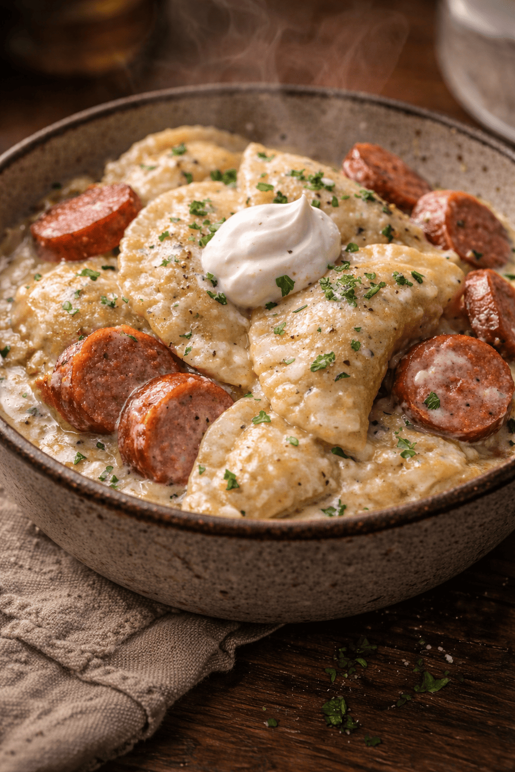 Kielbasa and Pierogies