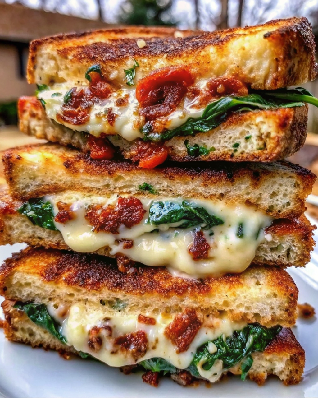 Sun-Dried Tomato, Spinach, and Ricotta Grilled Cheese