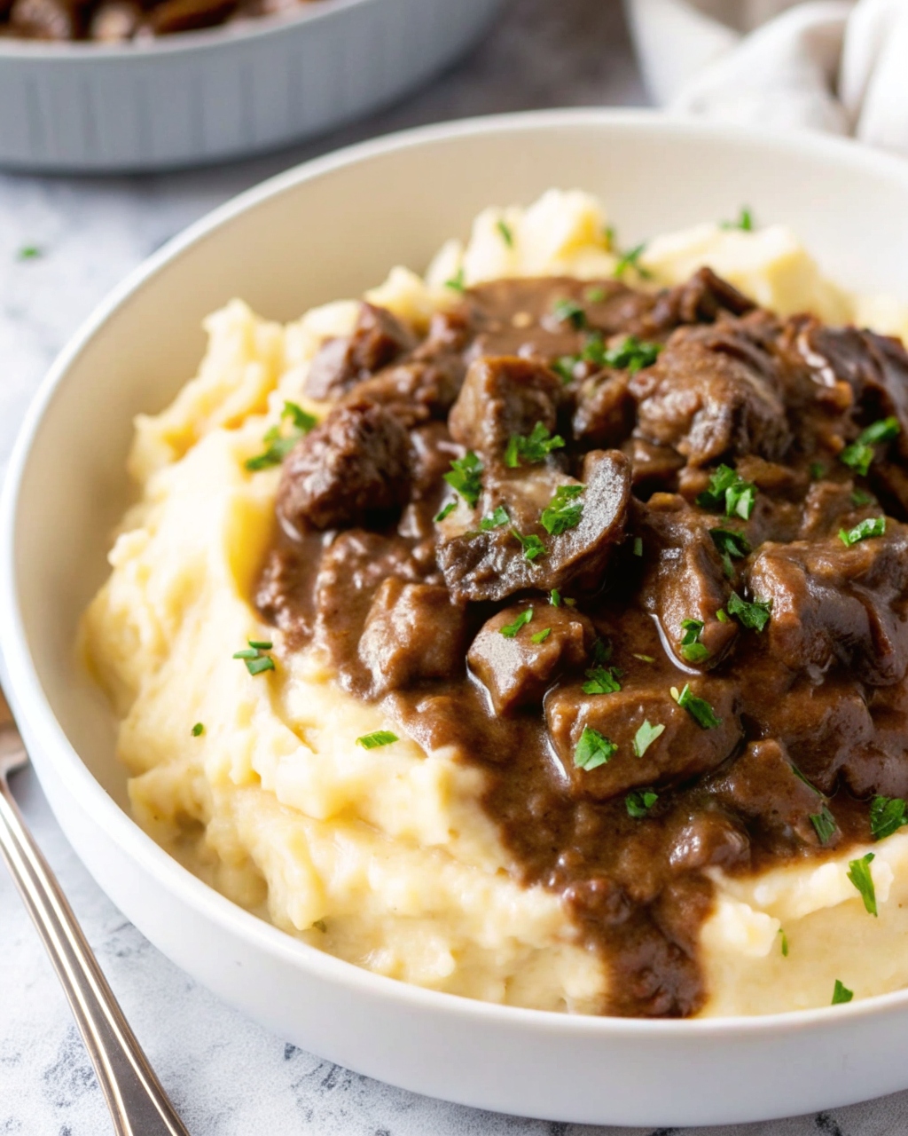 Slow Cooker Mushroom Beef Tips