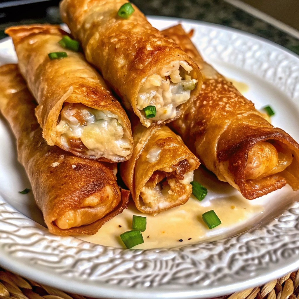 Melty Stuffed Bacon Chicken Ranch Egg Rolls