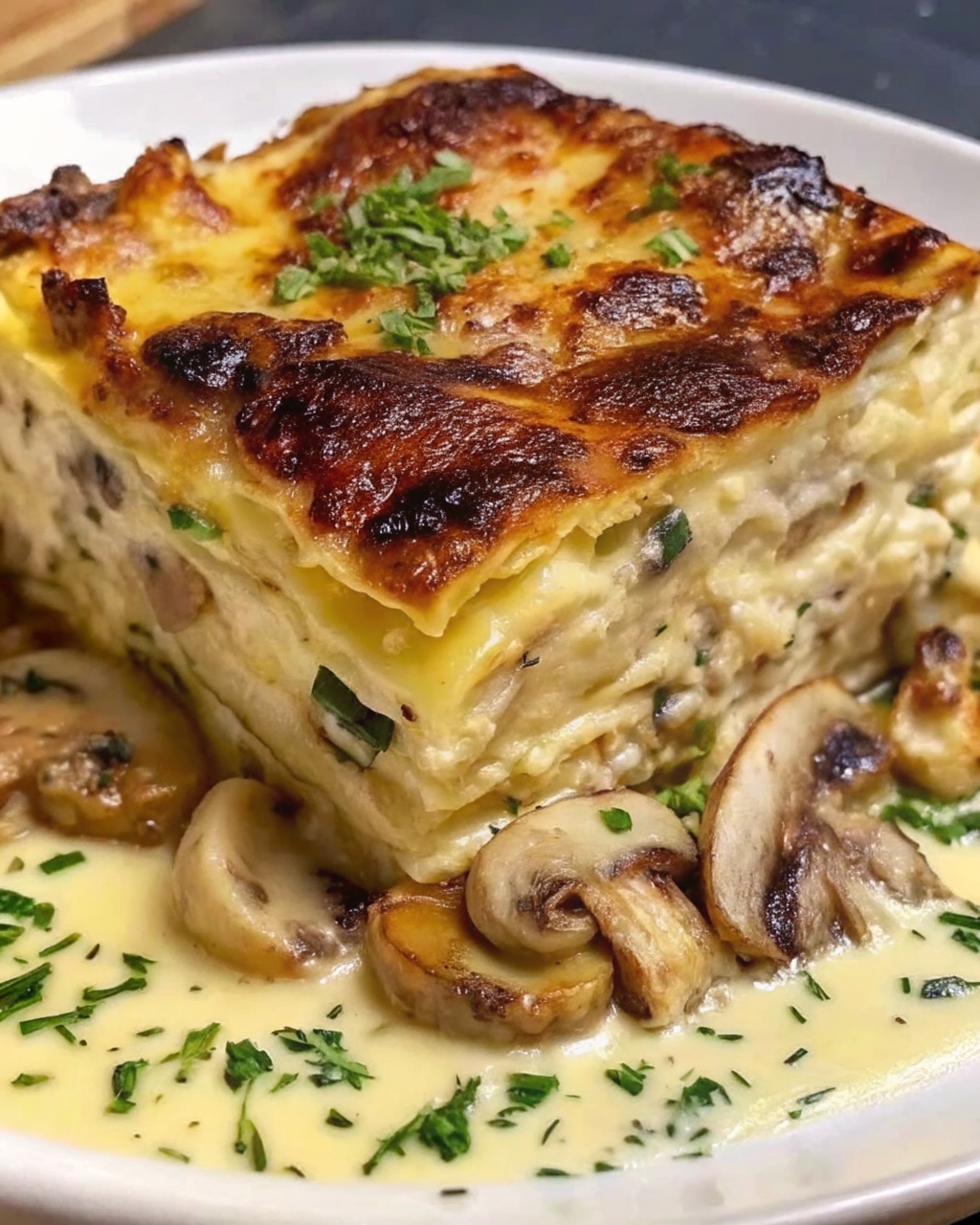 Cottage Cheese Mushroom and Spinach Lasagna Bake