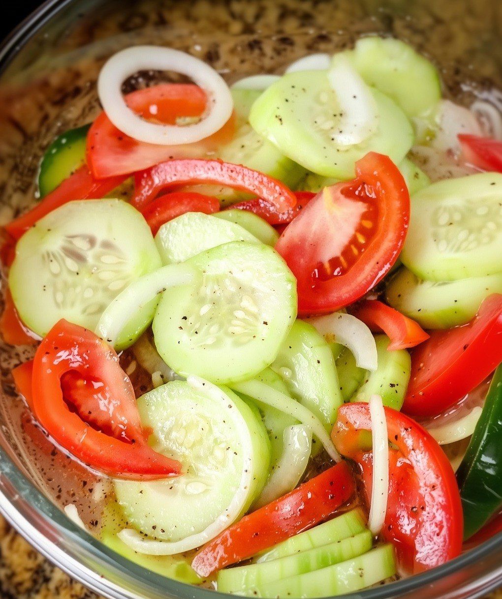 Marinated Cucumbers, Onions, and Tomatoes