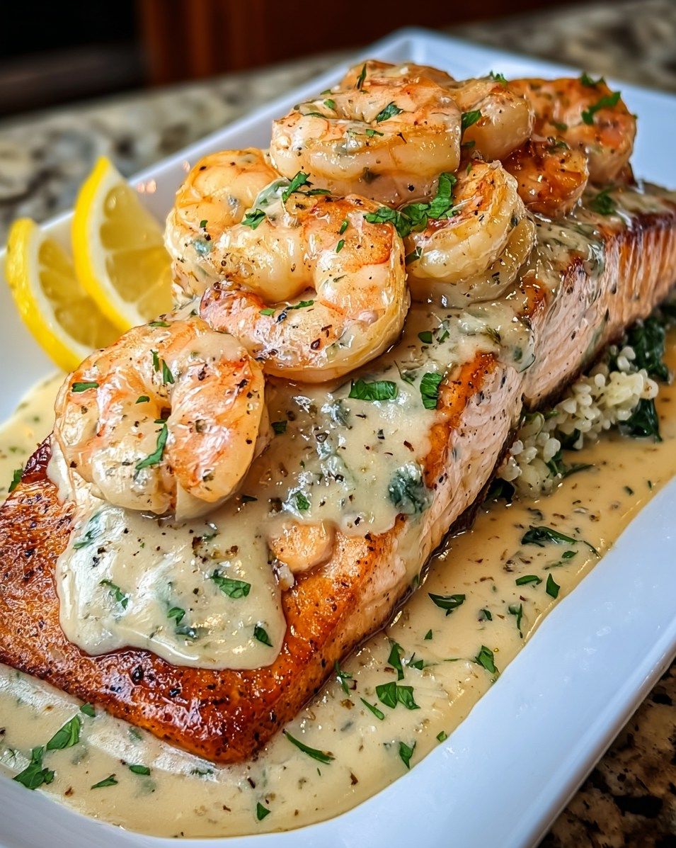 Creamy Garlic Shrimp Salmon