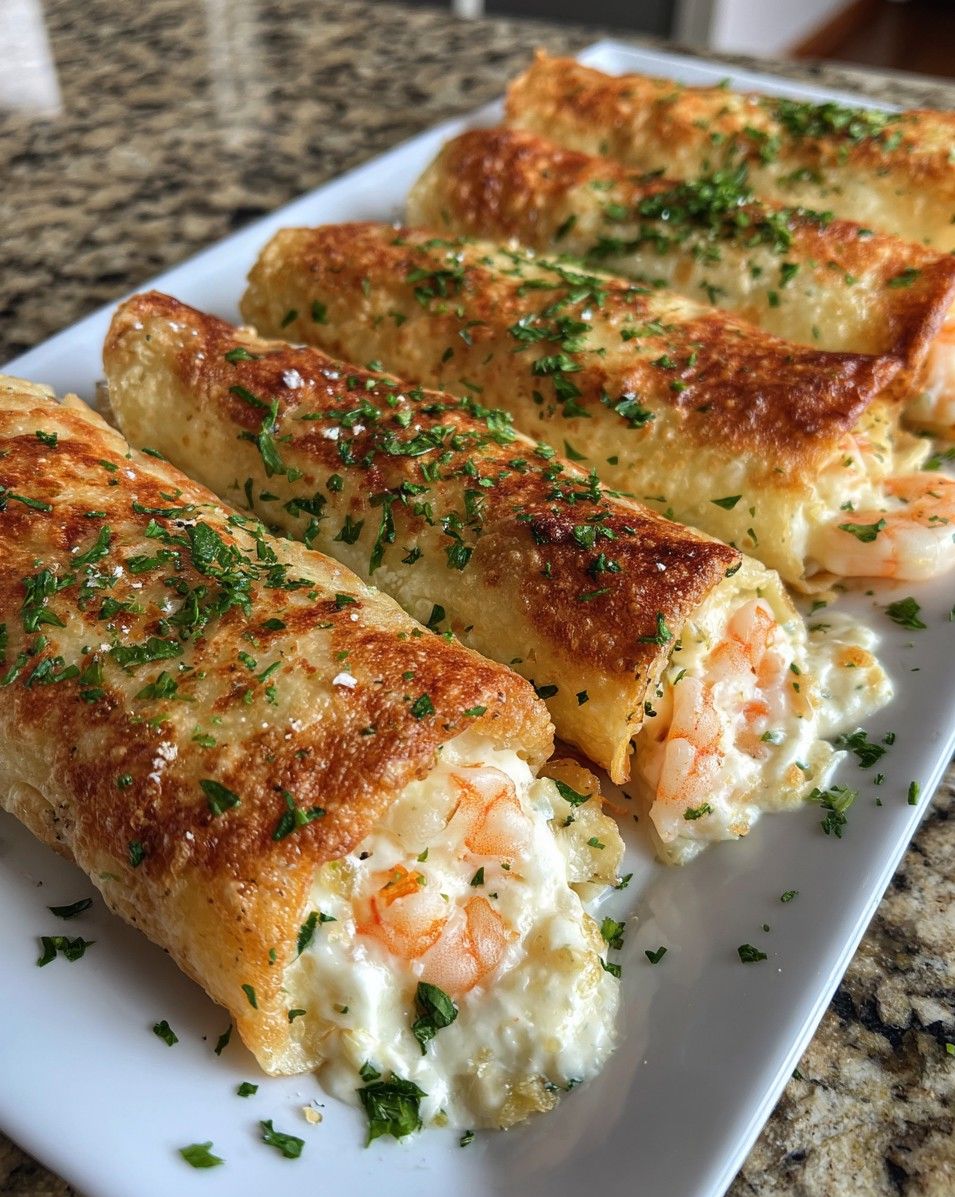 Crispy Creamy Shrimp Chimichangas