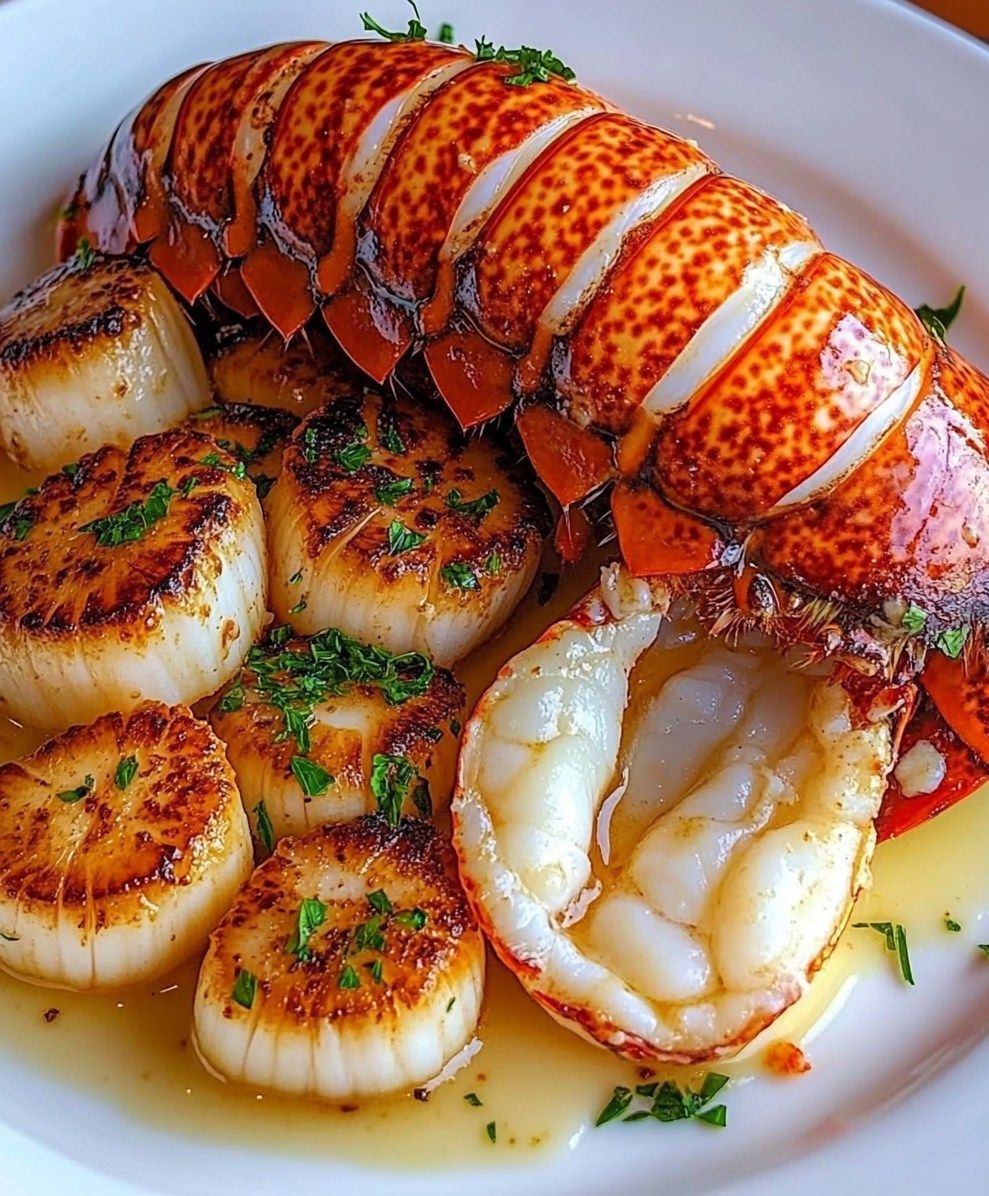 garlic butter lobster scallops