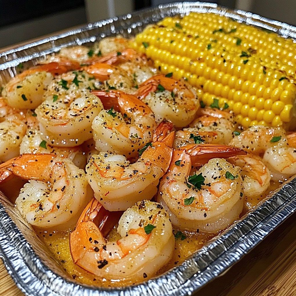 Garlic Butter Shrimp & Corn Tray