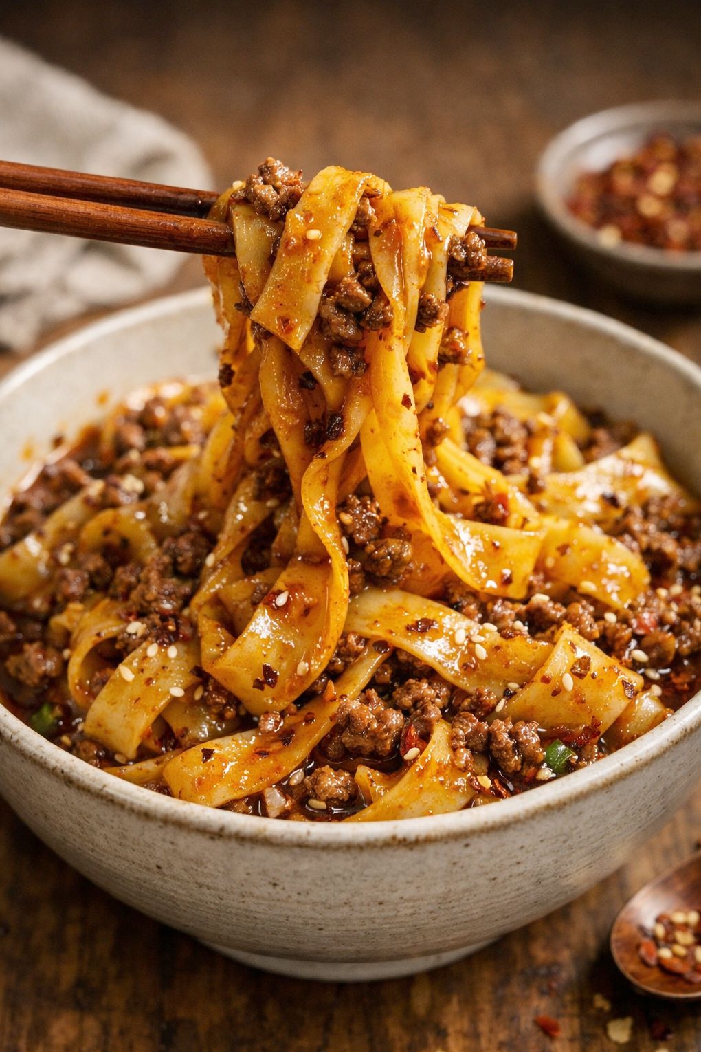 Mongolian Ground Beef Noodles