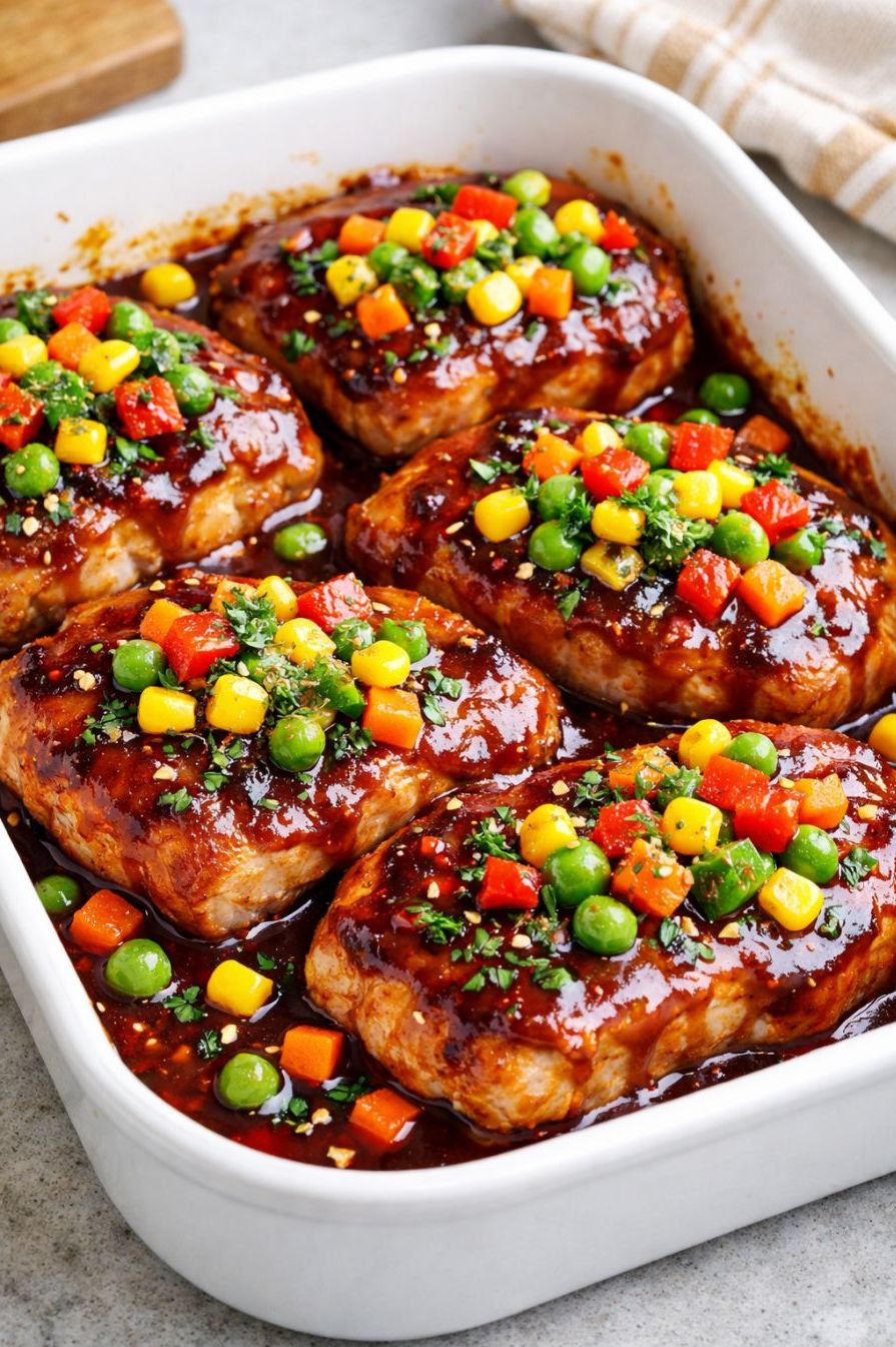 Oven Saucy Boneless Pork Chops