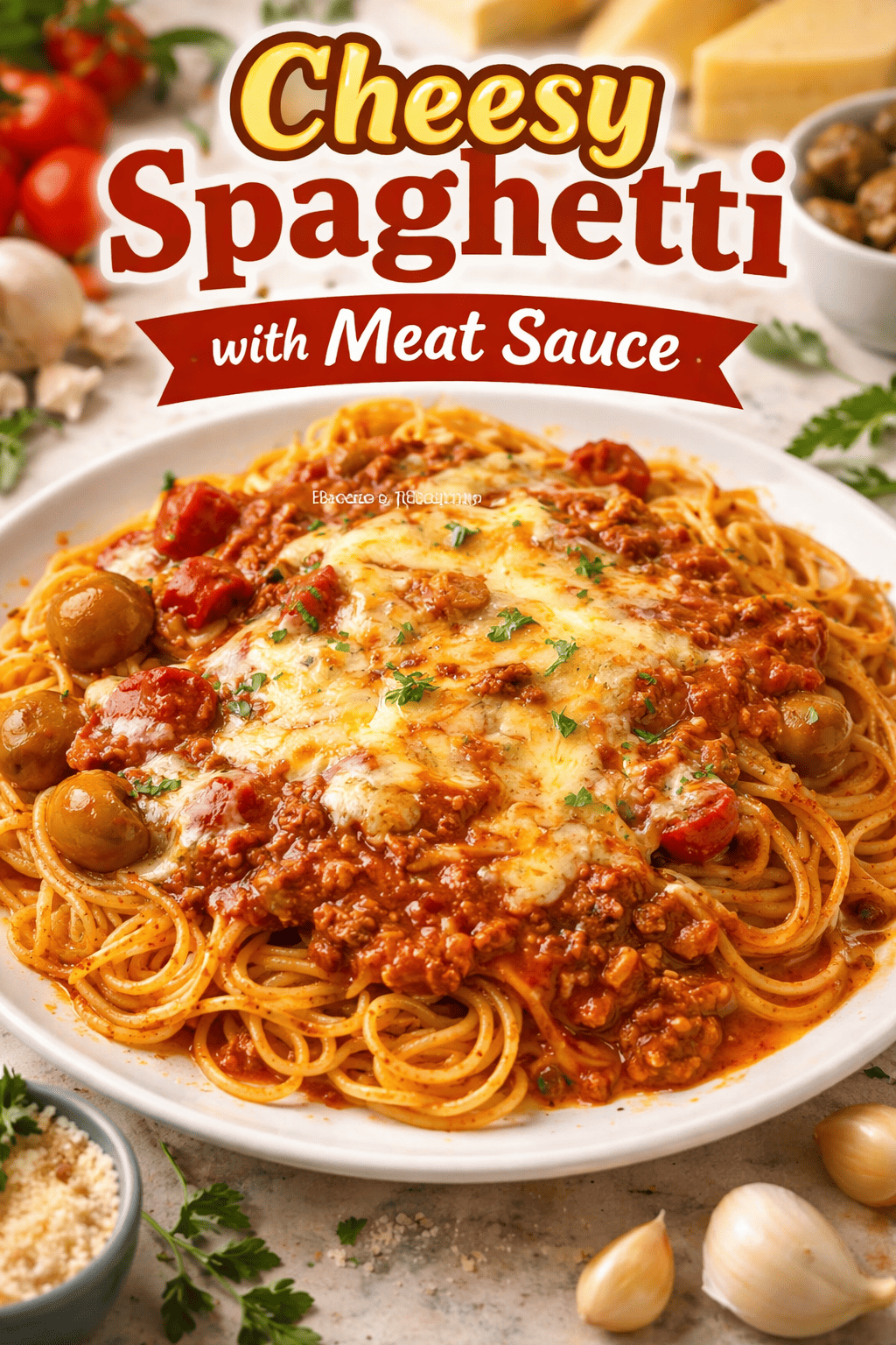 Cheesy Spaghetti with Meat Sauce