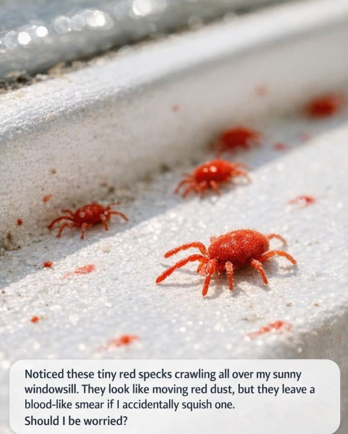 clover mites on windowsill