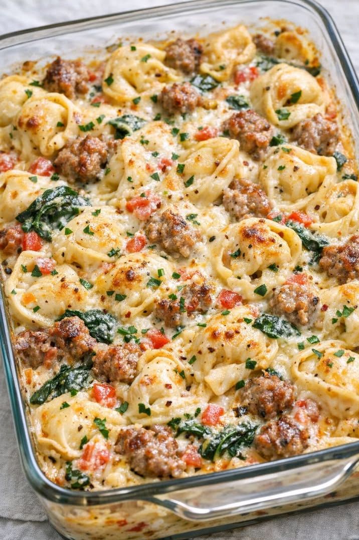 Creamy Sausage Tortellini Bake