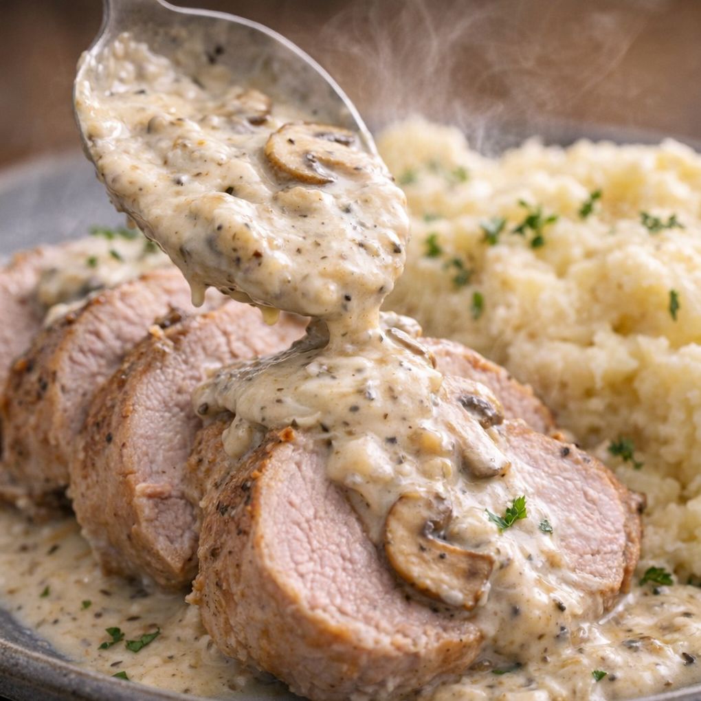 Creamy Mushroom Pork Tenderloin