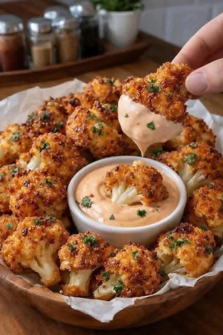 Crispy Parmesan Cauliflower Bites
