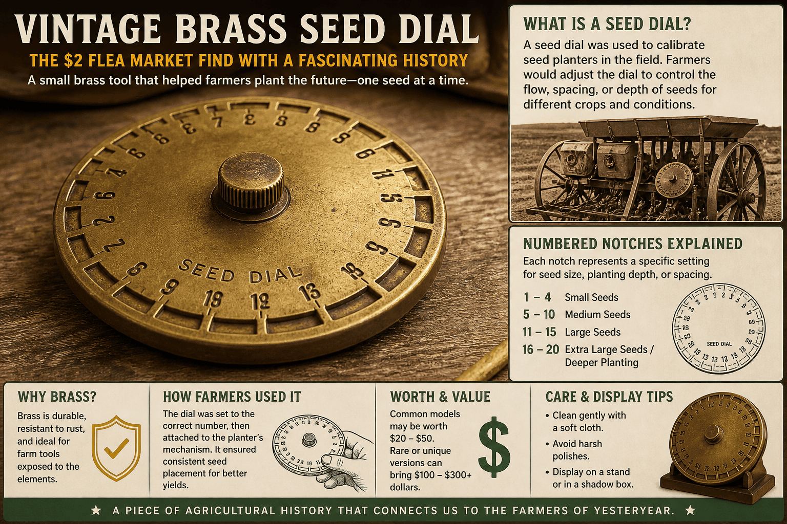 Vintage Brass Seed Dial