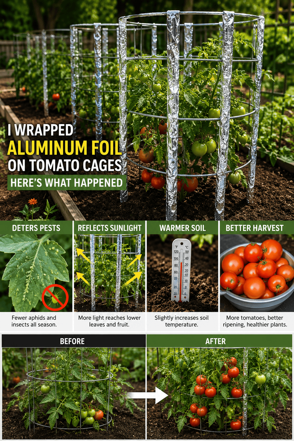 Aluminum Foil on Tomato Cages