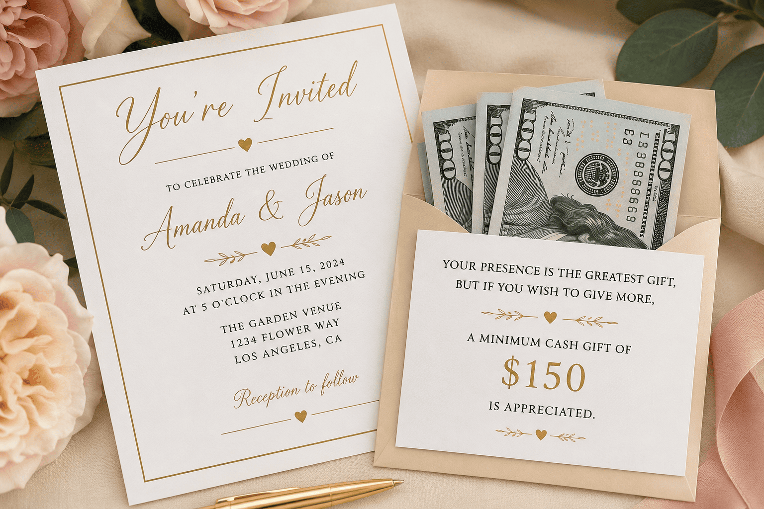 minimum cash wedding gift