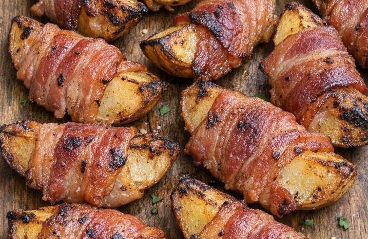 Oven Baked Bacon Wrapped Potato Wedges
