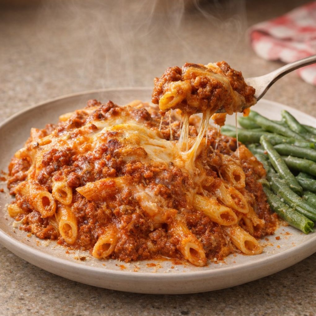 Amish Sloppy Joe Penne Casserole