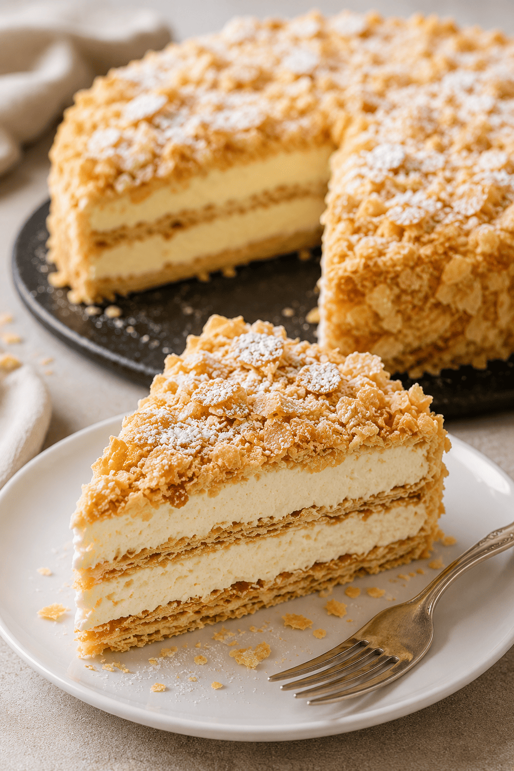 No-Bake Creamy Puff Pastry Cake