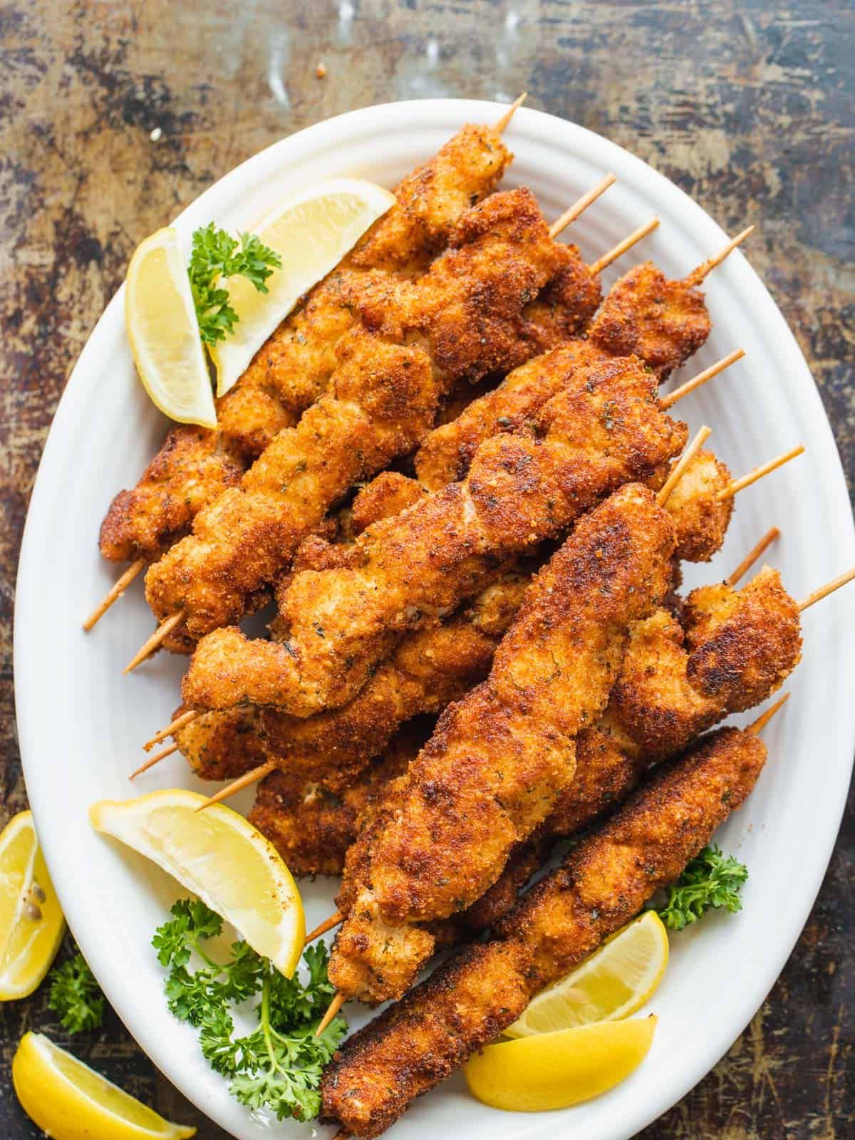 Crispy Breaded Chicken Skewers